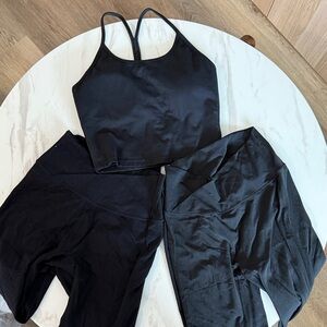 Black Activewear Set - Crop Tank + Leggings (2 pairs)